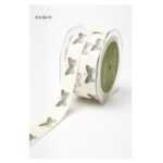 May Arts 3/4" Ivory Canvas Butterflies Ribbon 1 yard