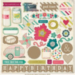 My Mind's Eye Dorothy Collection CELEBRATE Chipboard 12"x12" 47pc