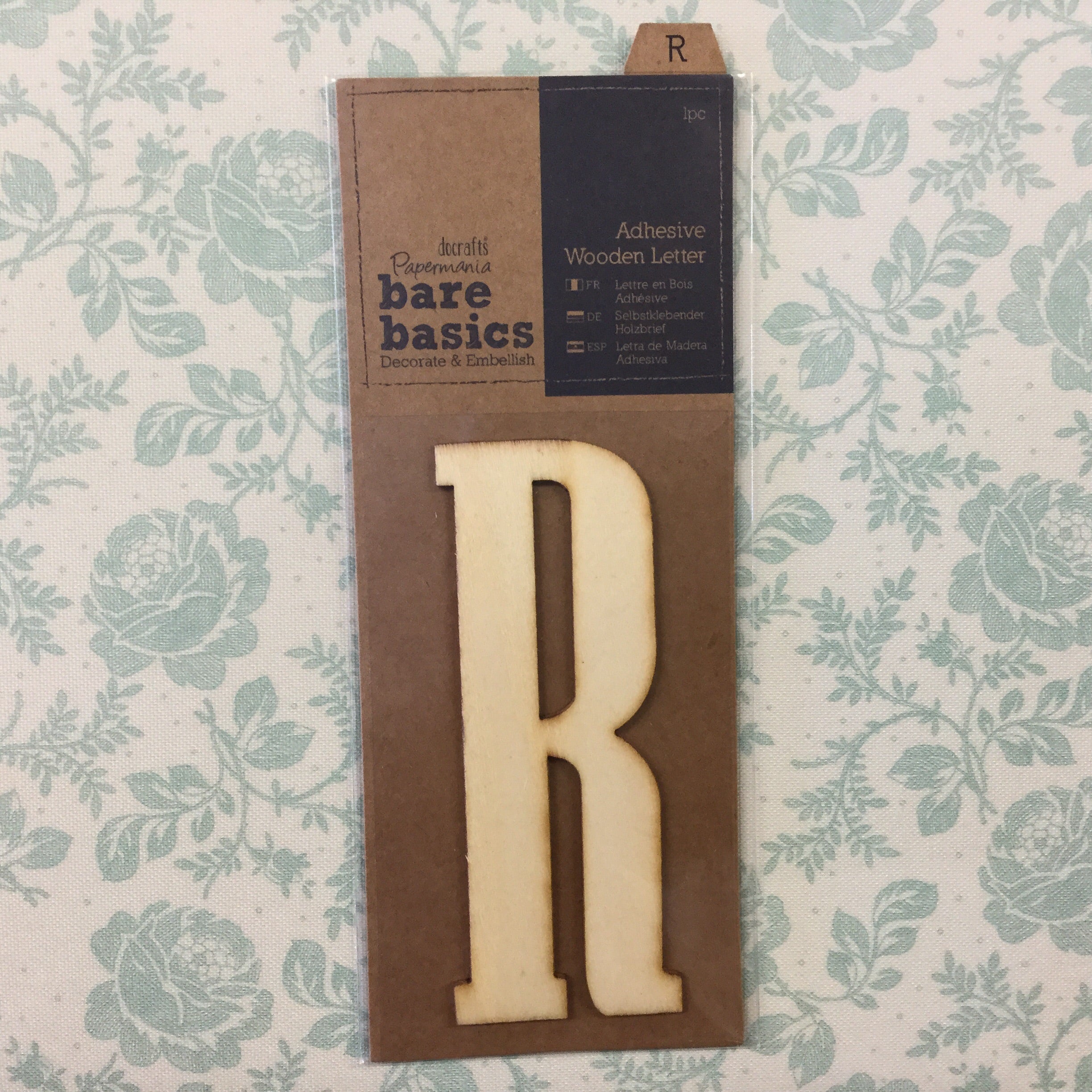 image_6742fba9-420d-4a83-aaec-0eac372c17c1.jpg Papermania Bare Basics Wooden Adhesive LETTER R Wood - Image 1
