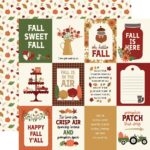 Echo Park I Love Fall 3X4 JOURNALING CARDS 12"x12" Scrapbook Paper