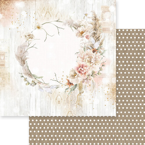 image_67cda900-832b-46db-914b-279740af1b6f.jpg Asuka Studio Dusty Blue Floral NATURAL WREATH 12” x 12” Scrapbook Paper - Image 1