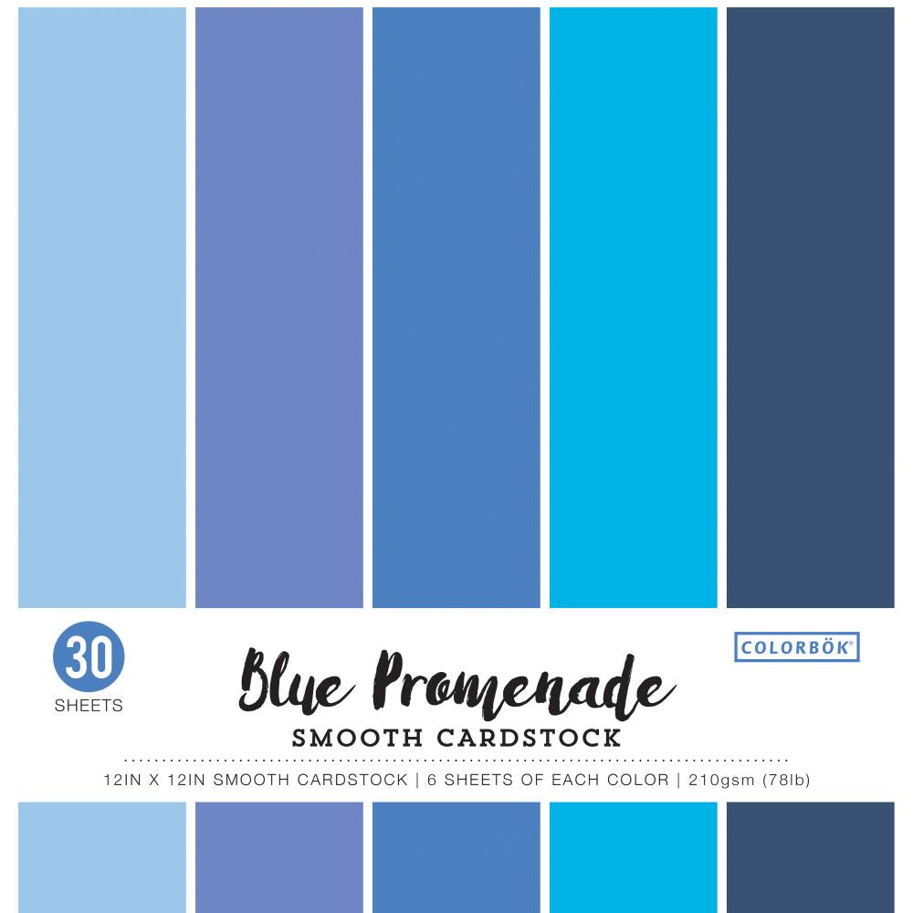 image_6833f536-8d58-4d4e-8fba-9a5cdc371ba7.jpg Colorbok 12”x12” Smooth Cardstock BLUE Promenade 30 Sheets - Image 1