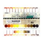 Jenine’s Mindful Light Markers REDS BROWNS YELLOWS Water-Based Art Dual Tip 12pc