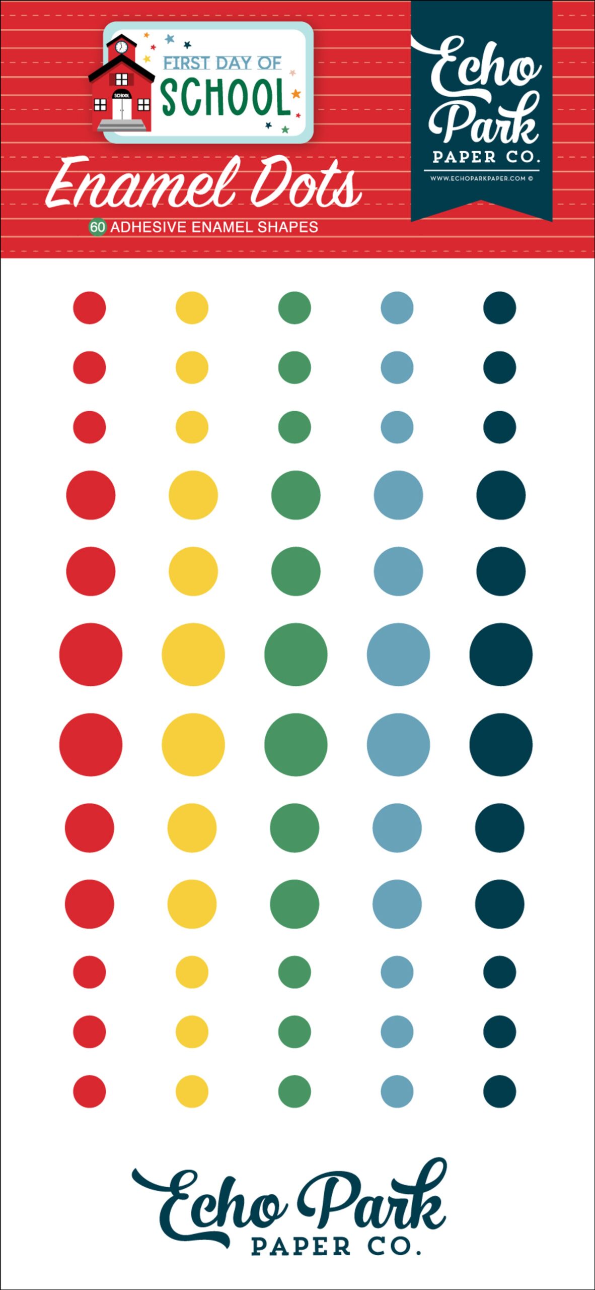 image_692ad76f-bdf2-4f3a-92f0-dd93caf74bec.jpg Echo Park FIRST DAY OF SCHOOL Adhesive Enamel Dots - Image 1
