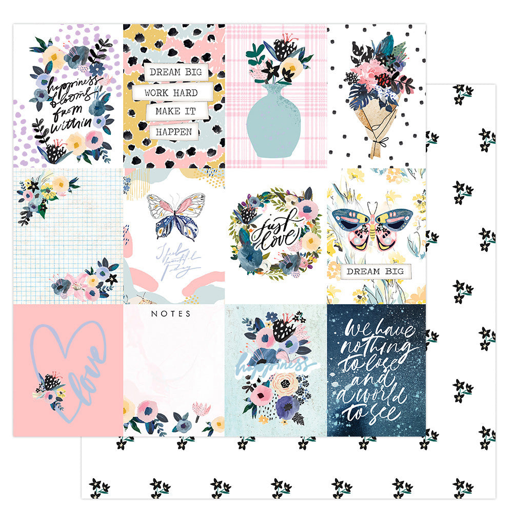 image_6d2e6098-871e-4db4-a5de-3d982044033e.jpg Prima Spring Abstract HAPPINESS BLOOMS 12"X12" Scrapbook Paper - Image 1