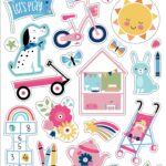 Echo Park PLAY ALL DAY GIRL Chipboard Accents Scrapbook Stickers