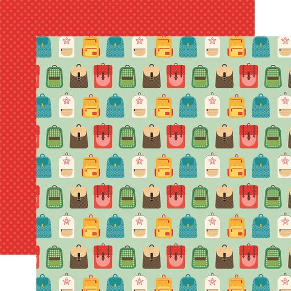 image_7021a885-6b67-4fdb-aff7-3908fa22886c.jpg Echo Park Back to School BACKPACKS 12"X12" Scrapbook Paper - Image 1