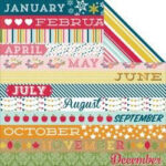 Echo Park Through The Years MONTH BORDER STRIPS 12"X12" Paper
