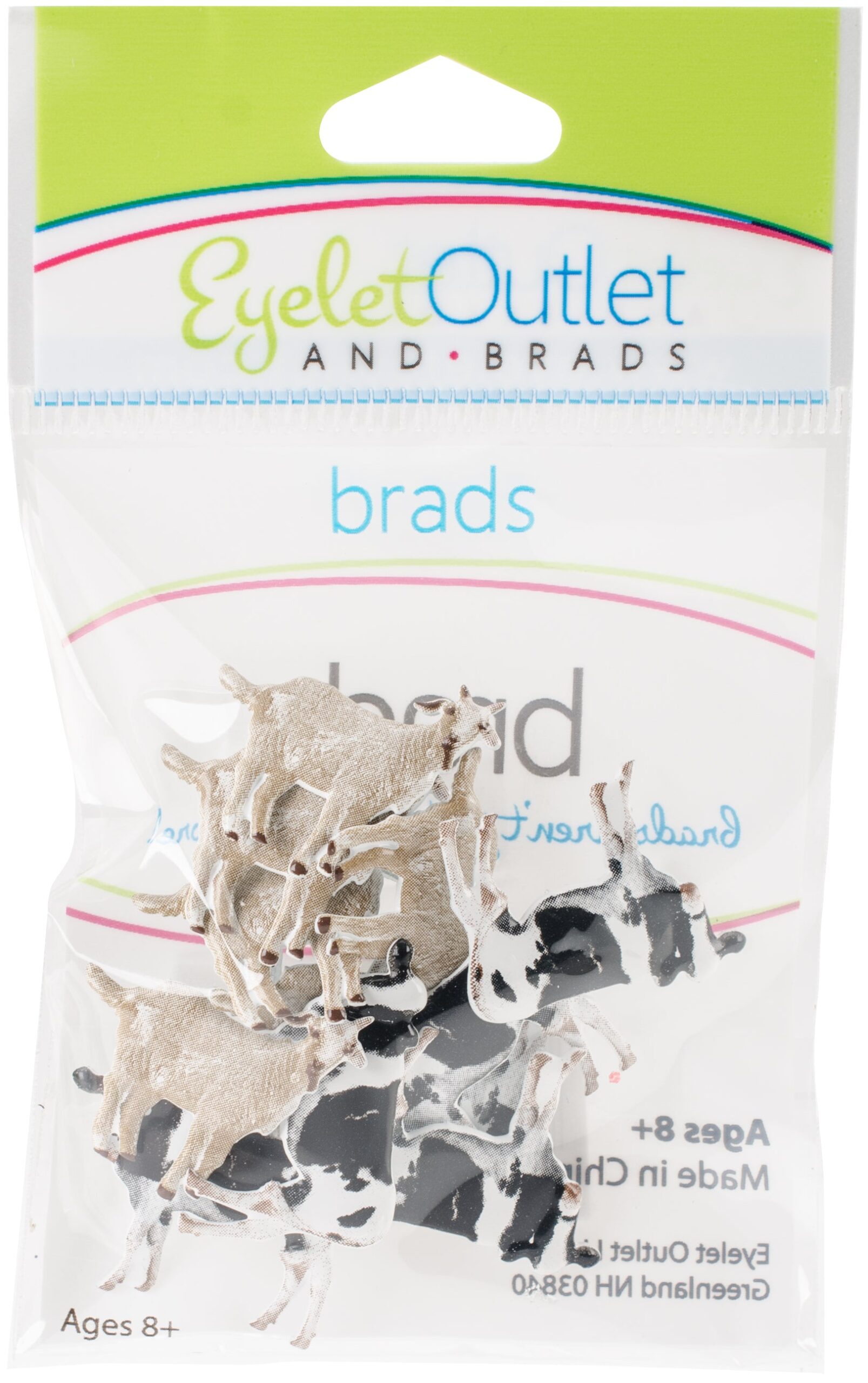 image_715ebcfc-e5b7-4705-9b81-868b1ad3c5b9.jpg Eyelet Outlet COW & GOAT Brads 12pc Farm Animals - Image 1