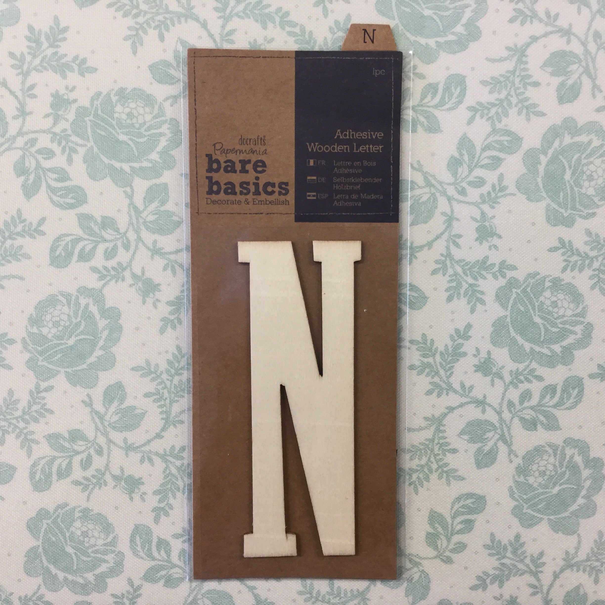 image_716fb20f-e363-4069-83c9-904815659da8.jpg Papermania Bare Basics Wooden Adhesive LETTER N Wood - Image 1