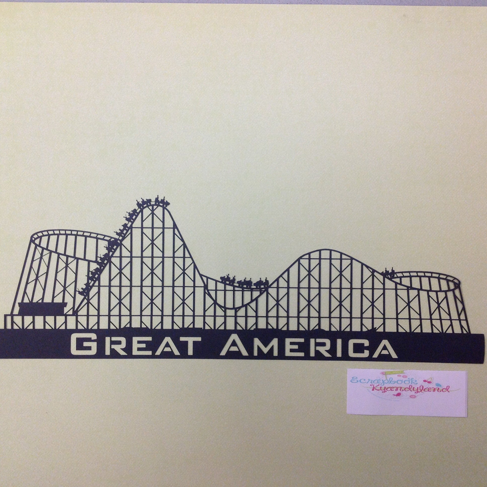 image_76ba0c0f-bc98-4533-bdf2-767a376f0bca.jpg Laser Cuts GREAT AMERICA Amusement Park Roller Coaster Black - Image 1