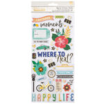 Vicki Boutin Thickers Where To Next HAPPY LIFE Chipboard Stickers 88pc.