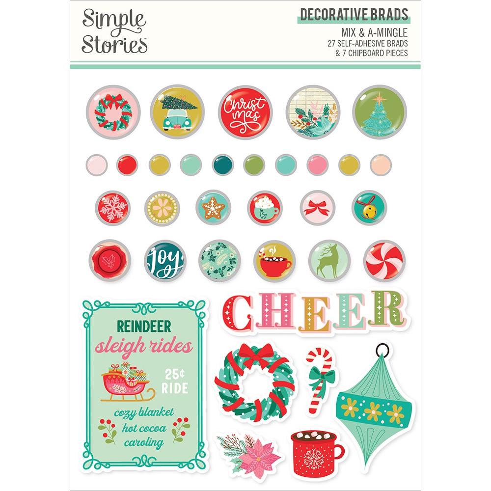 image_795bf0e9-10e1-4576-92cc-4d5f99891ce7.jpg Simple Stories MIX & A-MINGLE Decorative Brads & Chipboard Pieces 34pc - Image 1