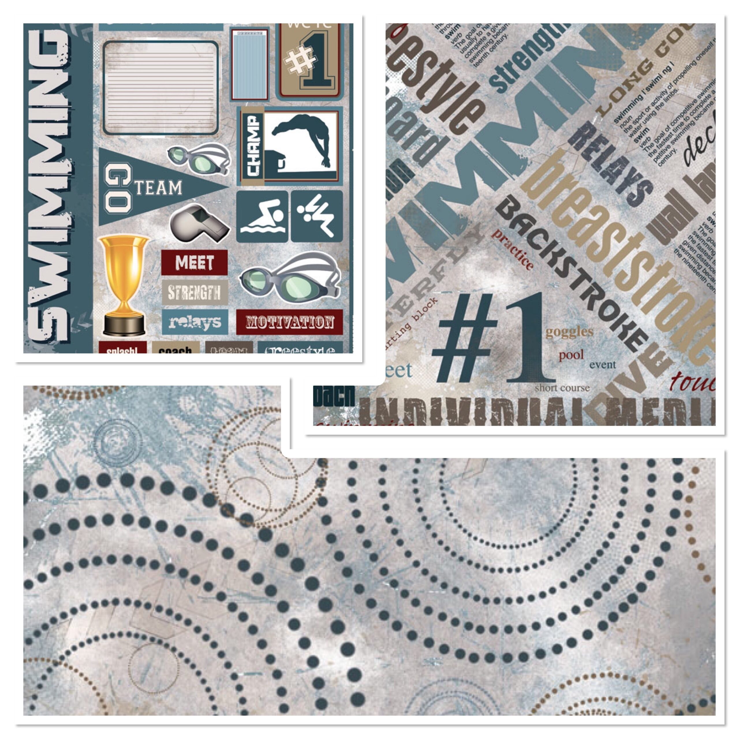 image_79cedec9-24d1-4c9a-9345-2cd5d62fabd9.jpg SWIMMIMG EXTREME Scrapbook Kit 12x12 7pc - Image 1
