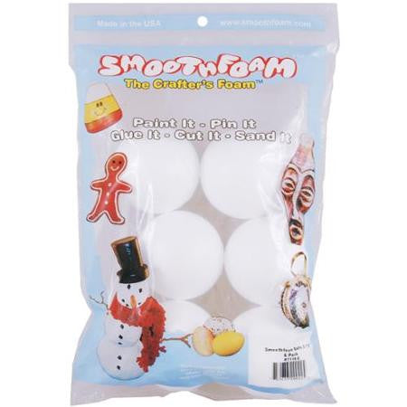 image_7c3f6220-aa12-4a11-977f-23dcbf184946.jpeg Plasteel Corp BALLS Smooth Foam White 6pc 2 1/2" - Image 1