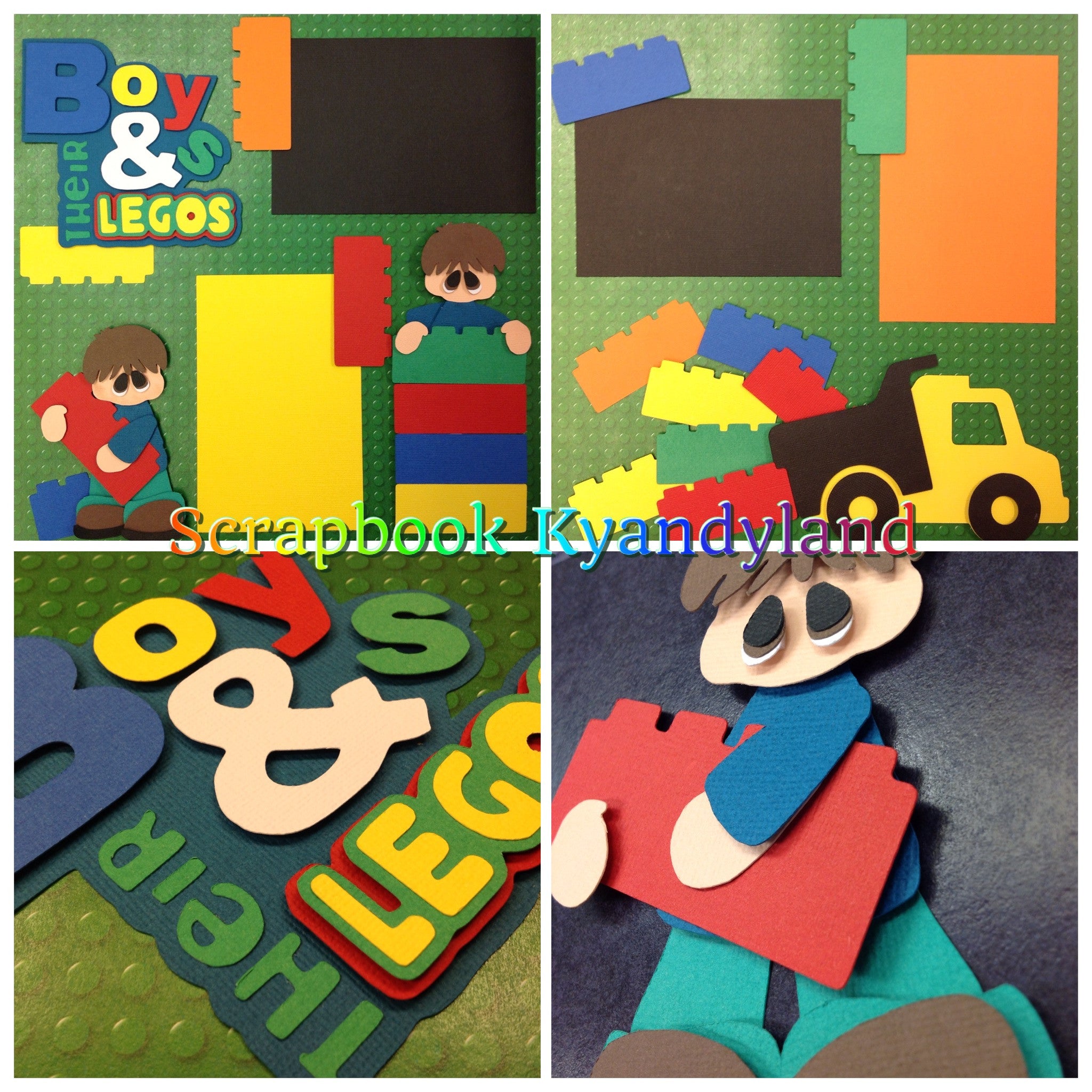 image_7e5f707a-e81a-437f-93cc-1ed11bb59602.jpeg Premade BOYS & THEIR LEGOS 12"X12" Scrapbook Blocks Die Cut - Image 1