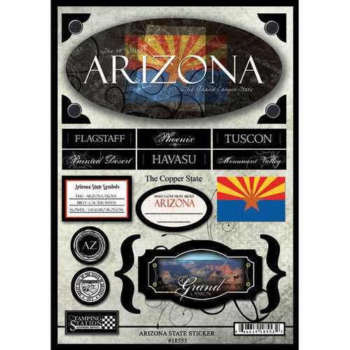 image_840cfa6a-8866-47fd-b9df-b4d6646d4888.jpg ARIZONA Scrapbook Stickers 10"X 7 19pc - Image 1