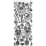 Elizabeth Craft FLOWER CUTIES 1 SILVER Peel Off Stickers 2566