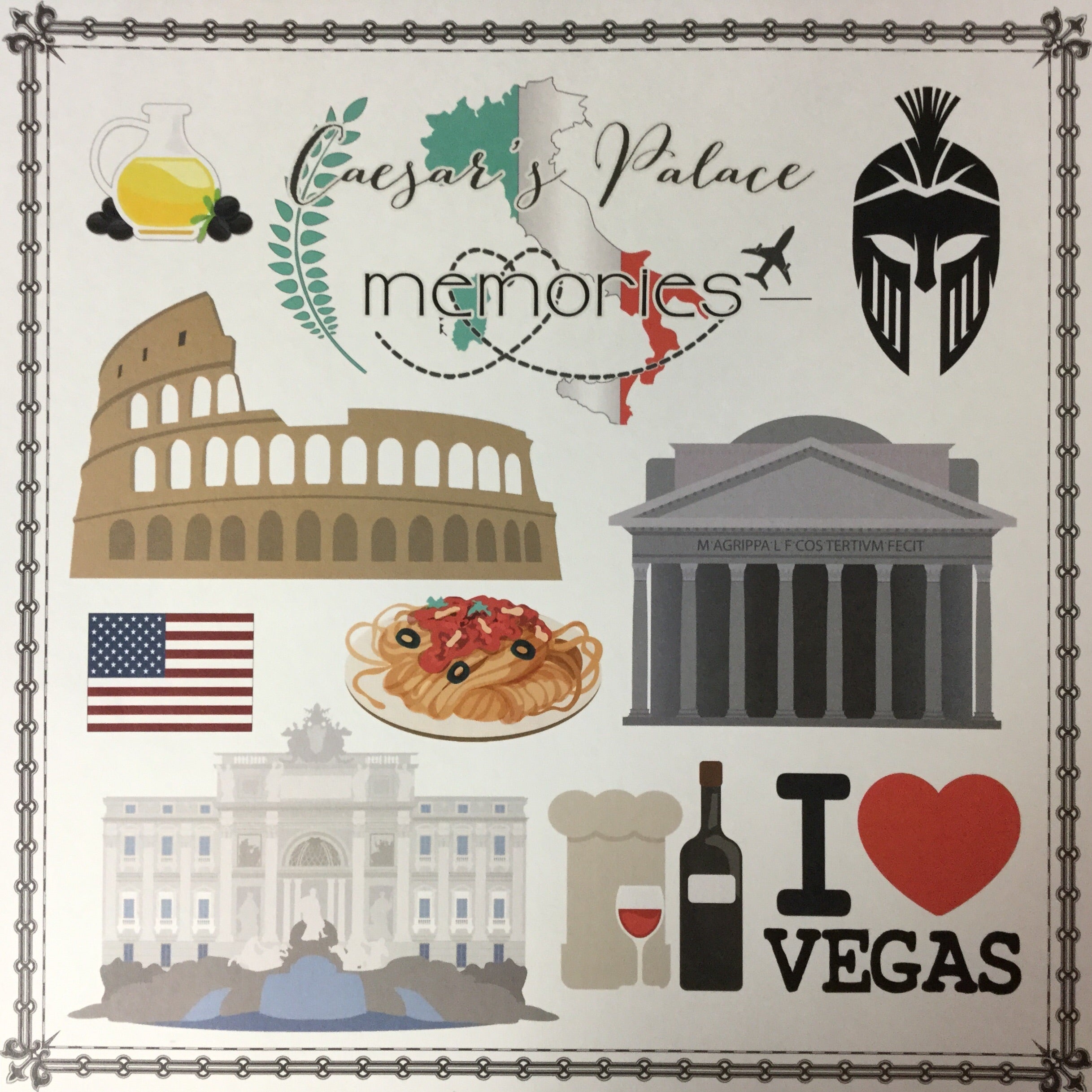 image_89adb8d2-7759-45e4-bea0-93102c38e19e.jpg CAESARS PALACE MEMORIES Cut Outs 12x12 Scrapbook Paper - Image 1
