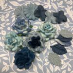 Sweet Roses Flowers Leaves BLUES 15pc