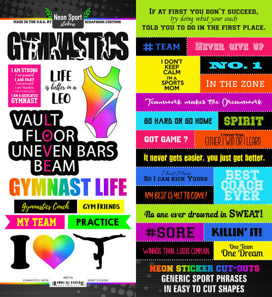 image_8f1c3b7b-f2ad-4f29-8915-7b0e1443ce9f.jpg Neon Sport GYMNASTICS STICKER 6"X12" Scrapbook Customs - Image 1