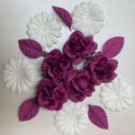 Sweet Roses Leaves Daisies PLUM 15pc