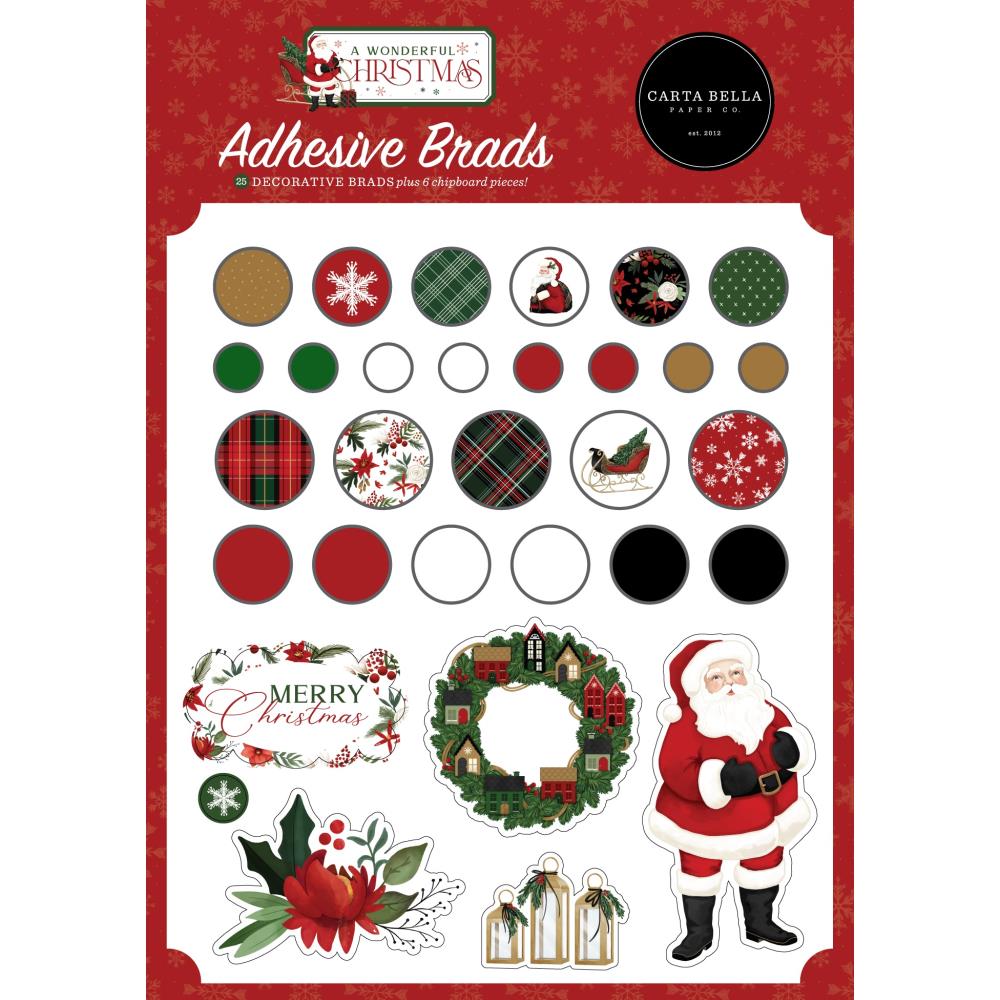 image_98c3b88e-f888-4e70-a9ec-f06a8c1d0bf5.jpg Carta Bella A WONDERFUL CHRISTMAS Adhesive Brads 31pc - Image 1