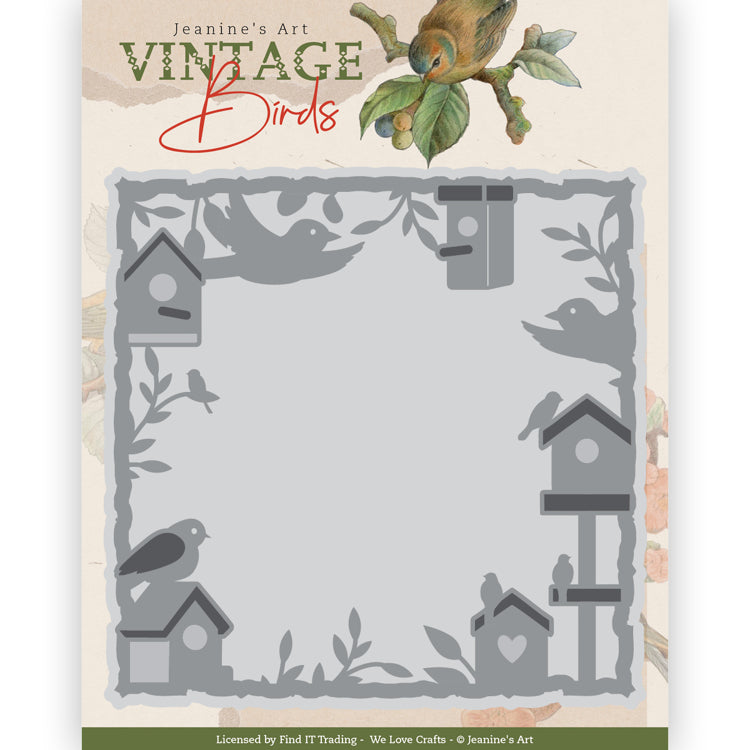 image_995e9097-d261-47ec-99c6-9119be653735.jpg Jeanine’s Vintage Birds BIRDHOUSE FRAME Cutting Die 2pc - Image 1