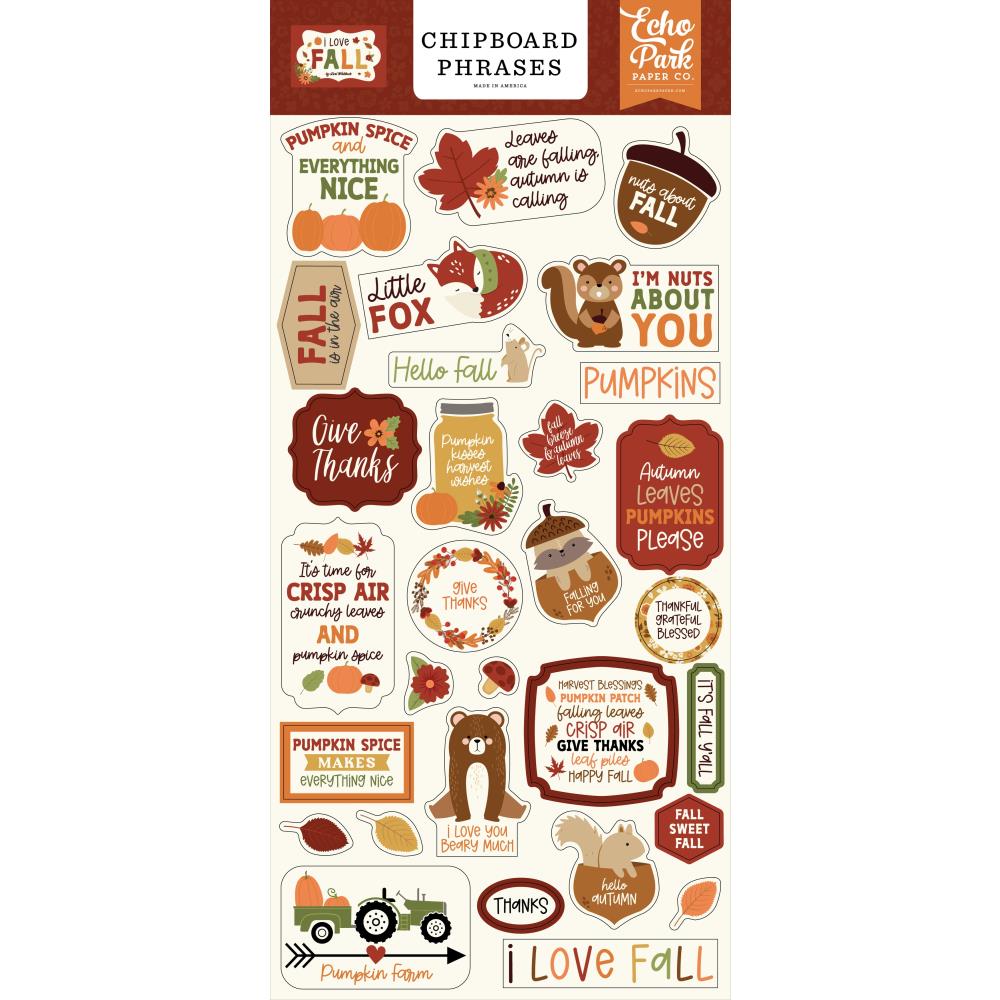 image_9c53ac72-4619-4379-b0c0-15432436def4.jpg Echo Park I LOVE FALL Chipboard Phrases Stickers - Image 1