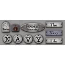 Military NAVY METALLIC TAGS 6"X12" Stickers 13pc