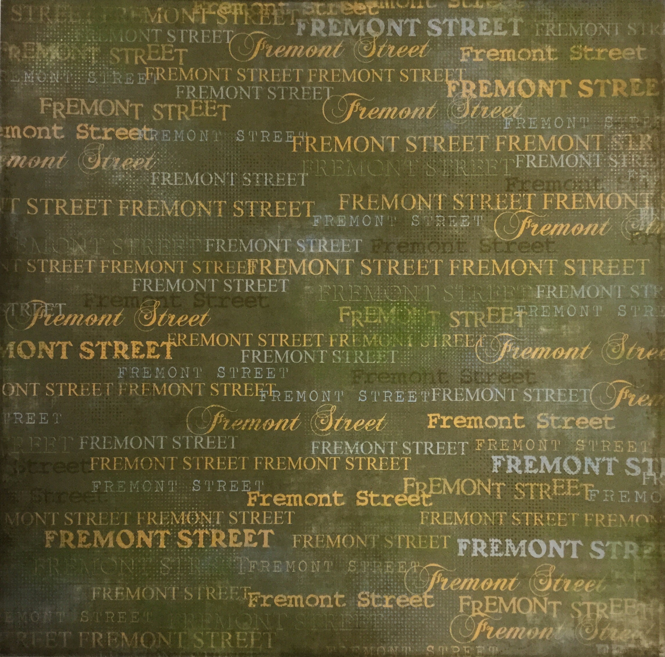image_9d22619f-d956-43f0-81c0-b17e5b8df440.jpg Green Lush FREMONT STREET YELLOW 12"X12" Downtown Las Vegas Scrapbook Paper - Image 1