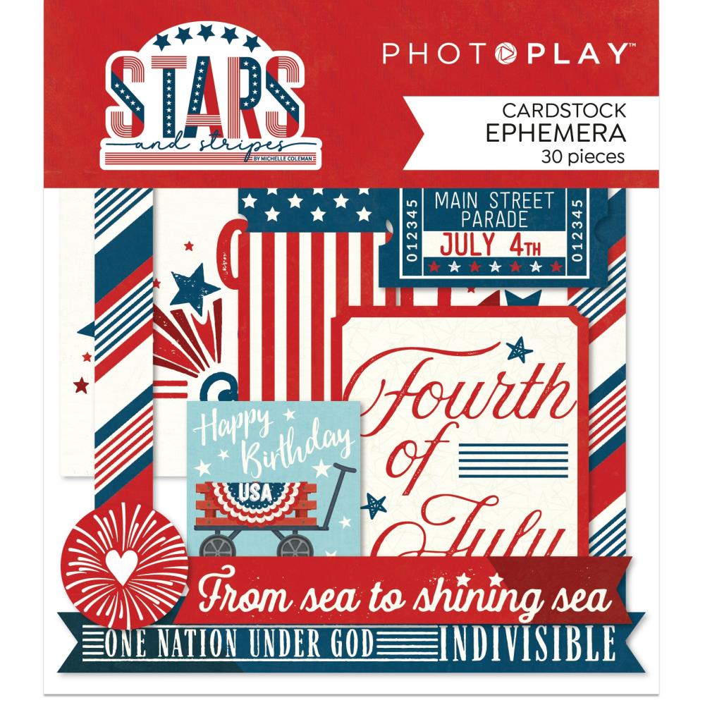 image_9d4d05f1-586e-47a0-ad04-179bb9cf70ce.jpg Photo Play STARS & STRIPES Cardstock DieCuts 30pc - Image 1