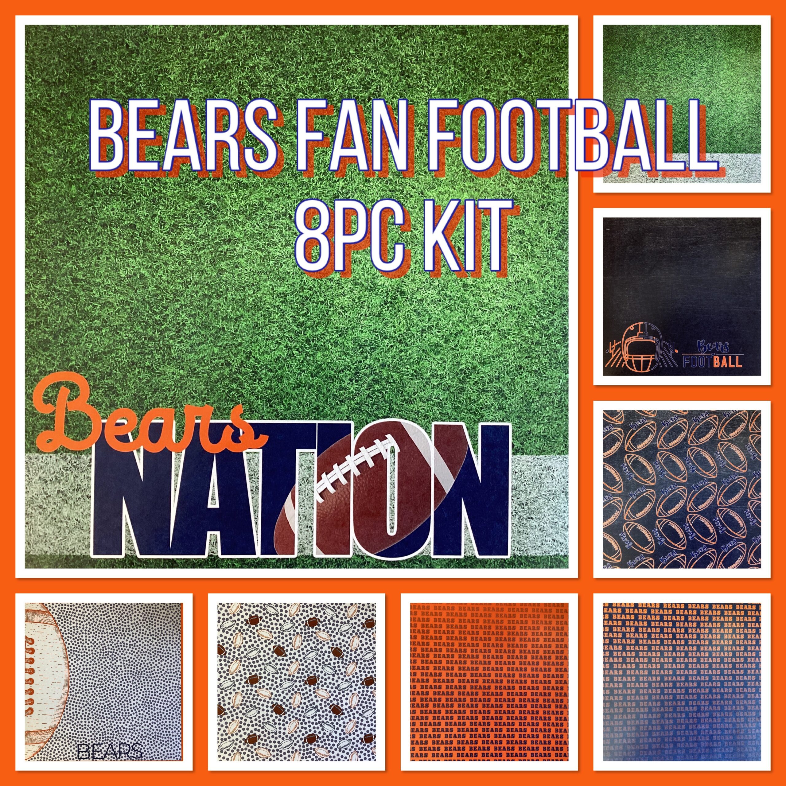 image_9deb38e3-f44b-48d4-ba9a-95c9261e0646.jpg BEARS FAN FOOTBALL KIT 12"X12" Scrapbook Paper 8 Sheets - Image 1