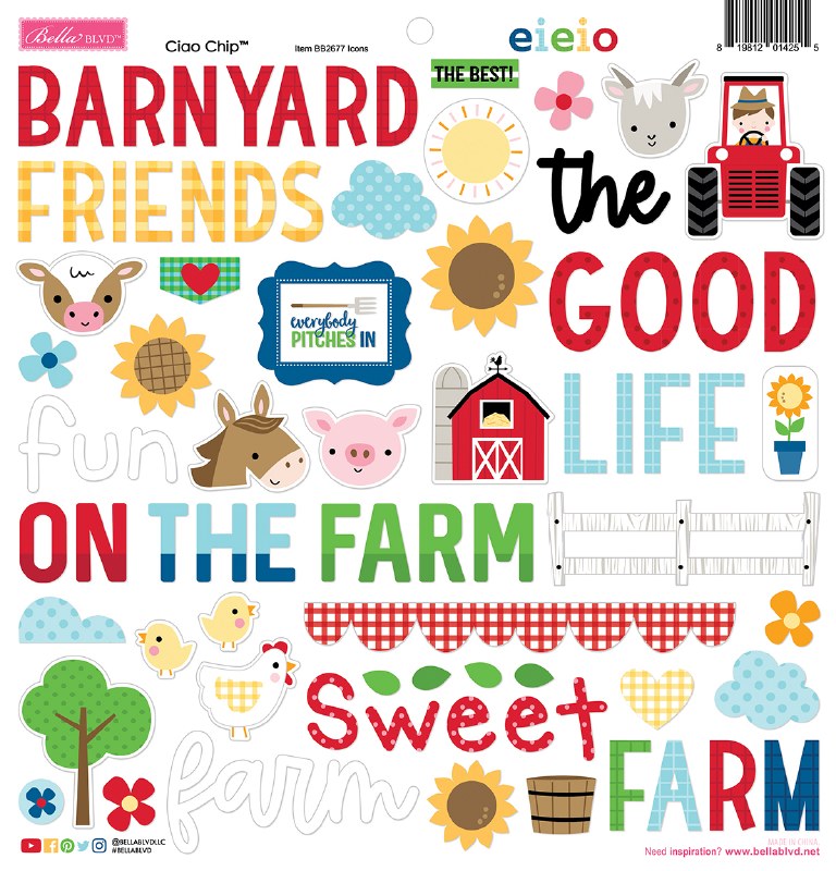 image_a1f9acdd-6951-4768-9a20-c0cce7358f6e.jpg Bella Blvd Ciao Chip EIEIO 12"X12" Chipboard Sheet - Image 1