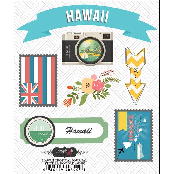 image_a24eb4fb-4ffb-4f69-976b-f477b24f1e79.jpg Scrapbook Customs HAWAII TROPICAL JOURNAL Sticker Doodad 7 pc. - Image 1