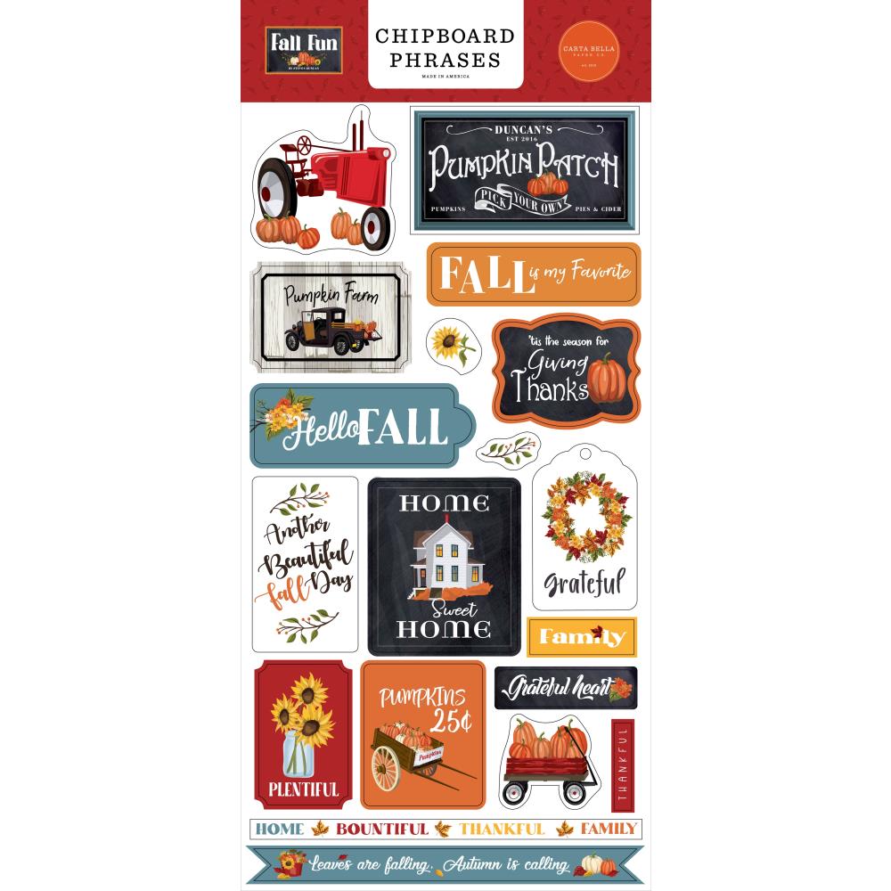 image_a3100796-141c-4767-9c2f-44fa9a6d8100.jpg Carta Bella FALL FUN CHIPBOARD PHRASES - Image 1