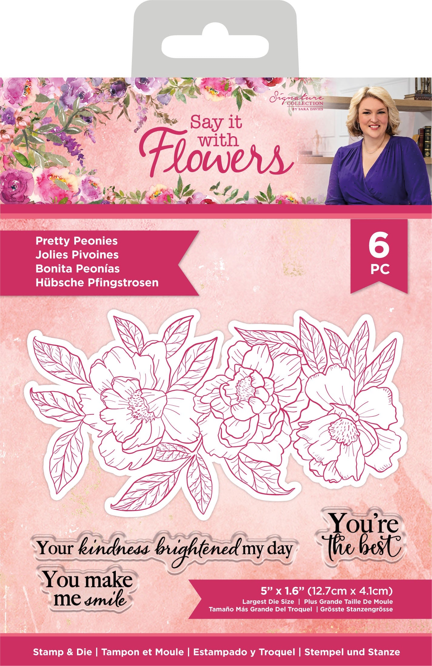 image_a686c429-45bd-4a2f-9f64-6e06e753de03.jpg Crafter’s Companion Say it with Flowers PRETTY PEONIES STAMP & DIE SET 6pc - Image 1