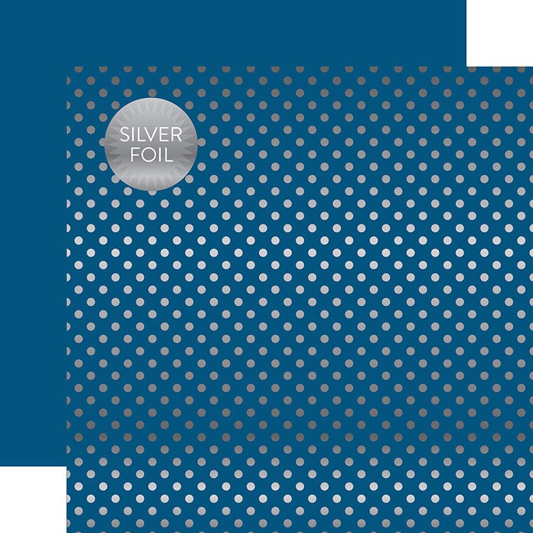 image_a6aa53b2-07d6-4ceb-b0b5-8bcec138ee79.jpg Echo Park Dots & Strioes BLUEJAY Spring Silver Foil 12"X12" Paper - Image 1