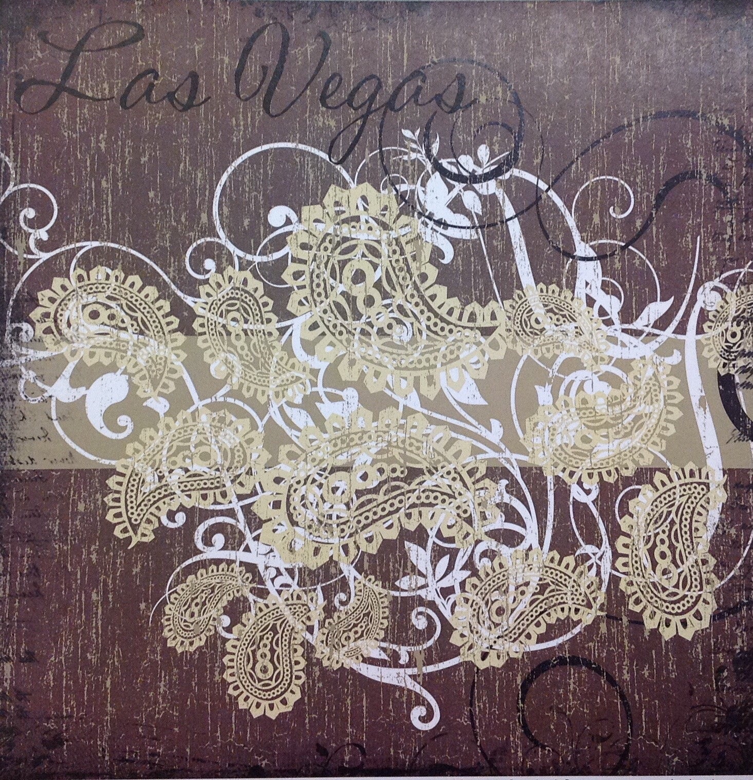 image_a718256a-a14b-4efe-86c9-4f0445c0cfb3.jpg LAS VEGAS Brown Paisley Swirl 12"X12" Custom Travel Paper Sheet LV - Image 1
