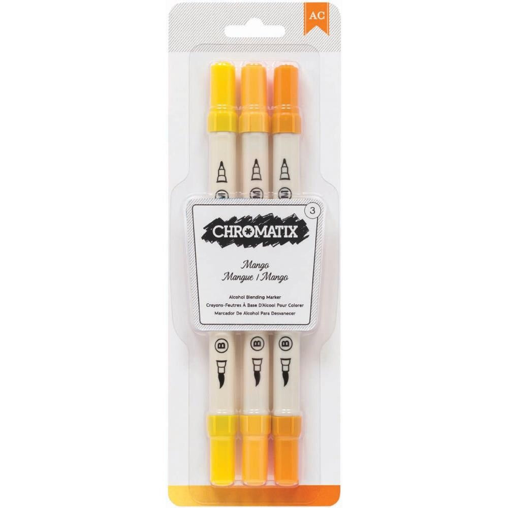 image_a8061b9f-1700-47ae-8195-78a6808581fa.jpg American Crafts Chromatix MANGO Alcohol Blending Markers 3 pc. - Image 1