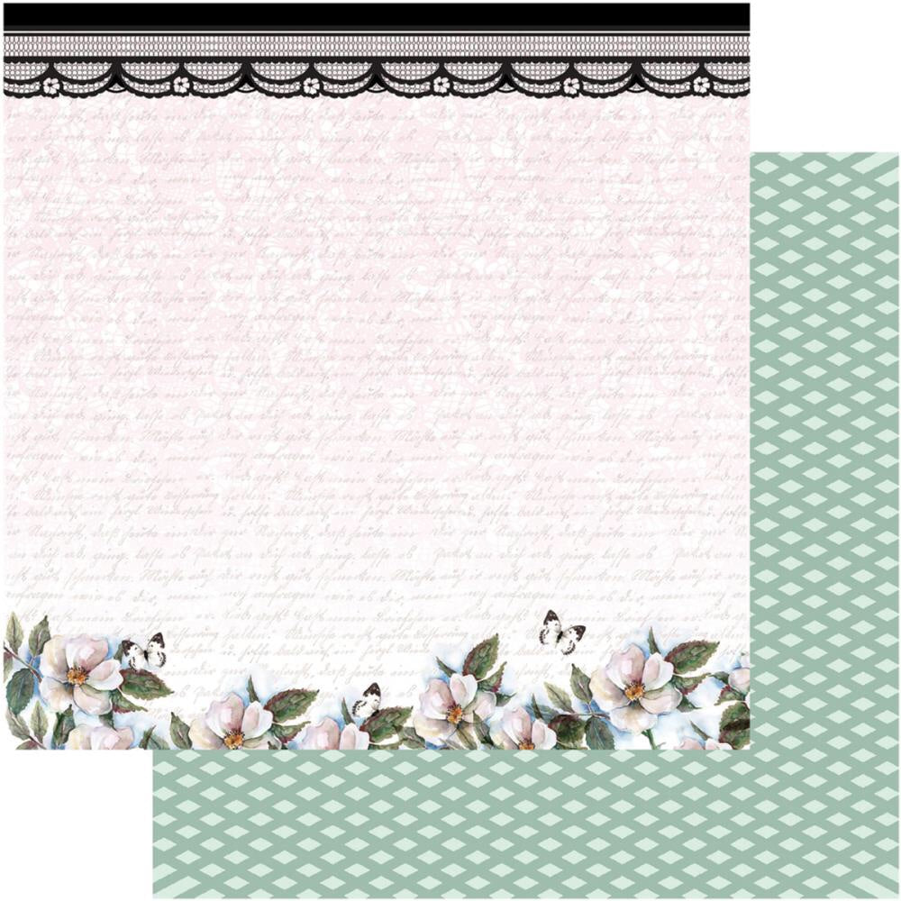 image_a834dd59-1927-4dc7-b17e-d07cf811753a.jpg Ultimate Crafts Magnolia Lane BUTTERFLIES & LACE 12"X 12" Scrapbook Paper - Image 1