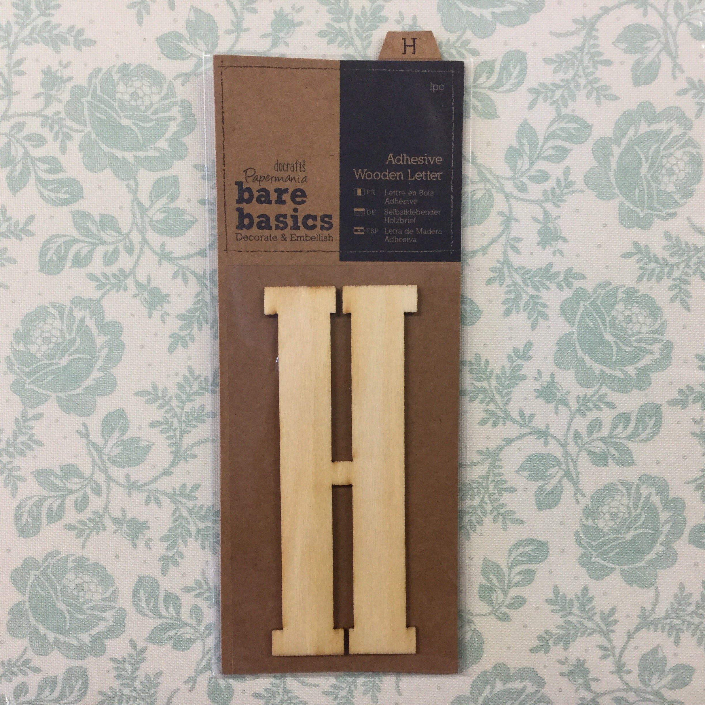 image_a9148275-40d5-4913-8d86-3d81205b7d14.jpg Papermania Bare Basics Wooden Adhesive LETTER H Wood - Image 1