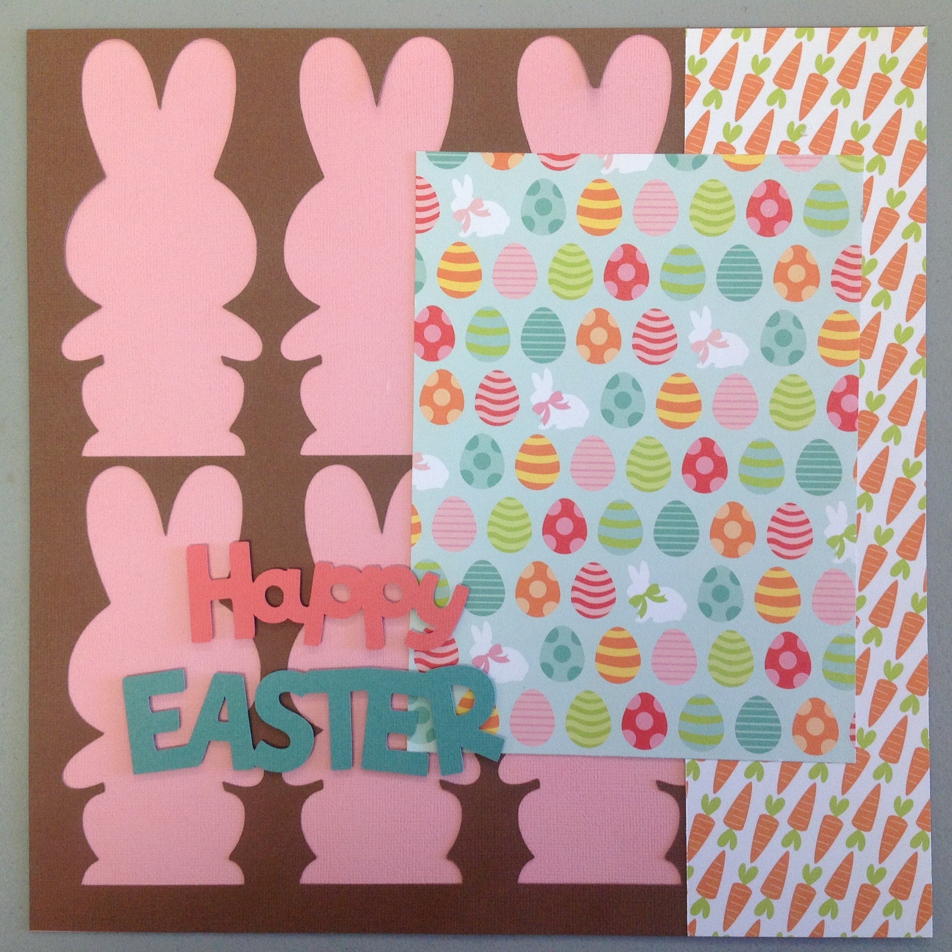 image_a9451e68-c715-406b-8b30-cb9e1ea9fd65.jpeg Premade Scrapbook Pages HAPPY EASTER PINK 12x12 - Image 1