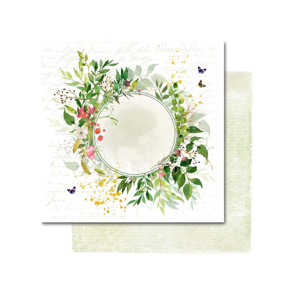 image_aba3455c-4b87-437e-b7f6-8fc4873abece.jpg Memory Place Enchanted GREEN WREATH 12x12 Scrapbook Paper - Image 1