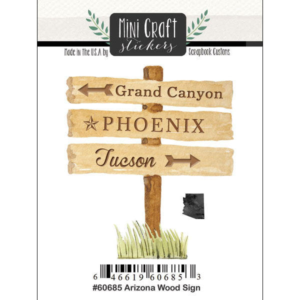 image_abcc10d8-9abd-4d55-98a5-46c2667a1bdf.jpg Mini Craft Stickers ARIZONA WOOD SIGN Grand Canyon Phoenix Tucson - Image 1