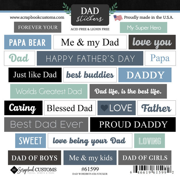 image_acbdb2e0-46eb-45c4-86f4-6a3b3d82168d.jpg Dad Stickers DAD WORDBITS 6X6 Scrapbook Stickers 25pc - Image 1