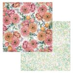 Bo Bunny Willow & Sage ROSES 12"X12" Scrapbook Paper