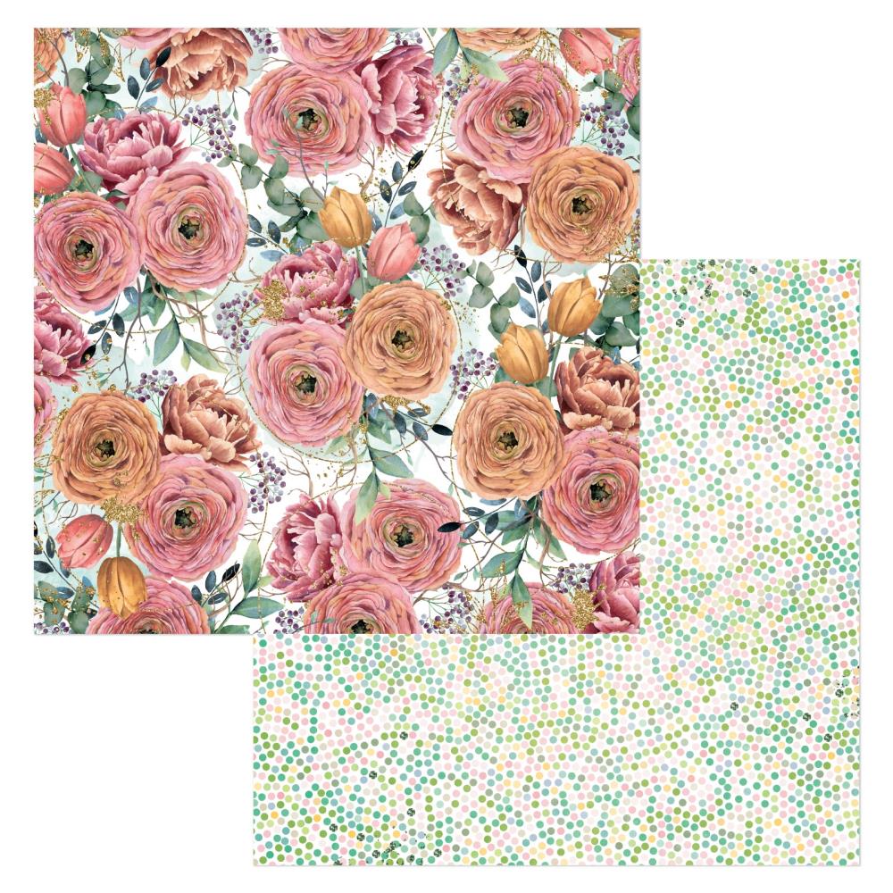image_ad3f83fd-48d7-4c22-81ca-92e851637d5b.jpg Bo Bunny Willow & Sage ROSES 12"X12" Scrapbook Paper - Image 1