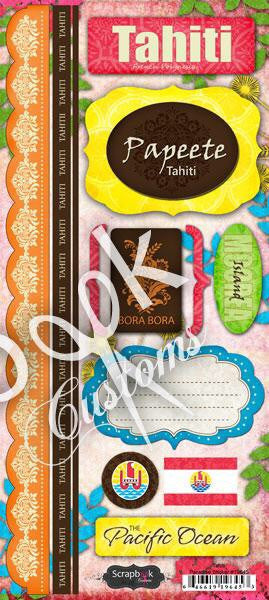 image_ad4d2ea6-95e8-4967-baff-a3bcd74f16cc.jpg Scrapbook Customs TAHITI PARADISE Stickers 12 pc - Image 1