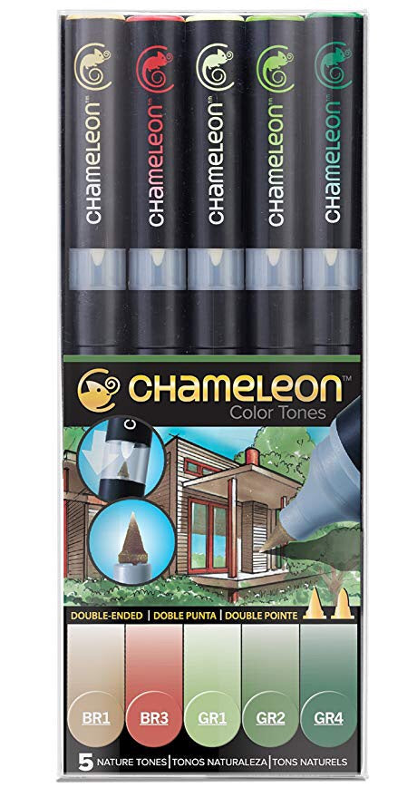 image_b0abe7d6-771e-4a5c-b1c7-f70eb426eb7c.jpg Chameleon Color Tones NATURE TONES Alcohol Markers Pens 5pc - Image 1